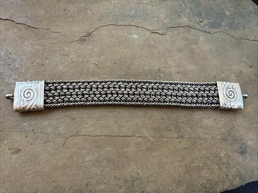 Authentic TABRA 925 Sterling Silver Woven Mesh Connector Bracelet Chain Band 52g